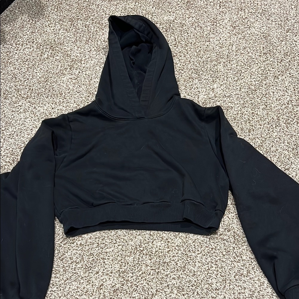 ALO Black Cropped Hoodie